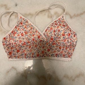 Ladies Women Gilly Hicks Hollister Strappy Mesh Longline Bralette Floral Flower